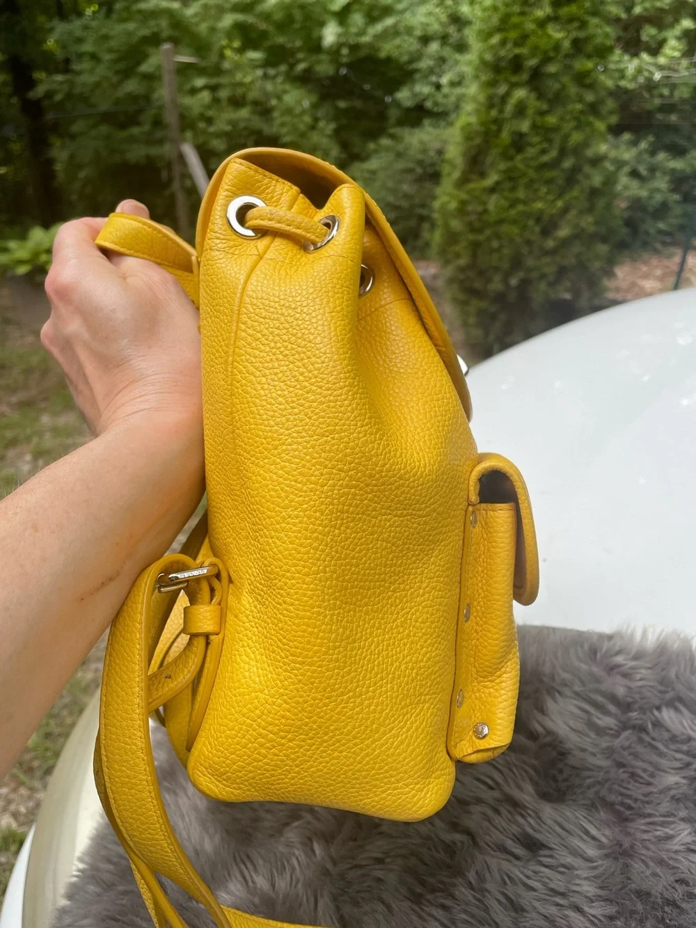 Coach Yellow Pebbled Leather Mini Backpack Bag